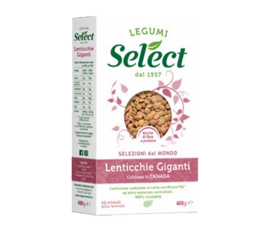 Select lenticchie giganti coltivate in Canada formato da 400g